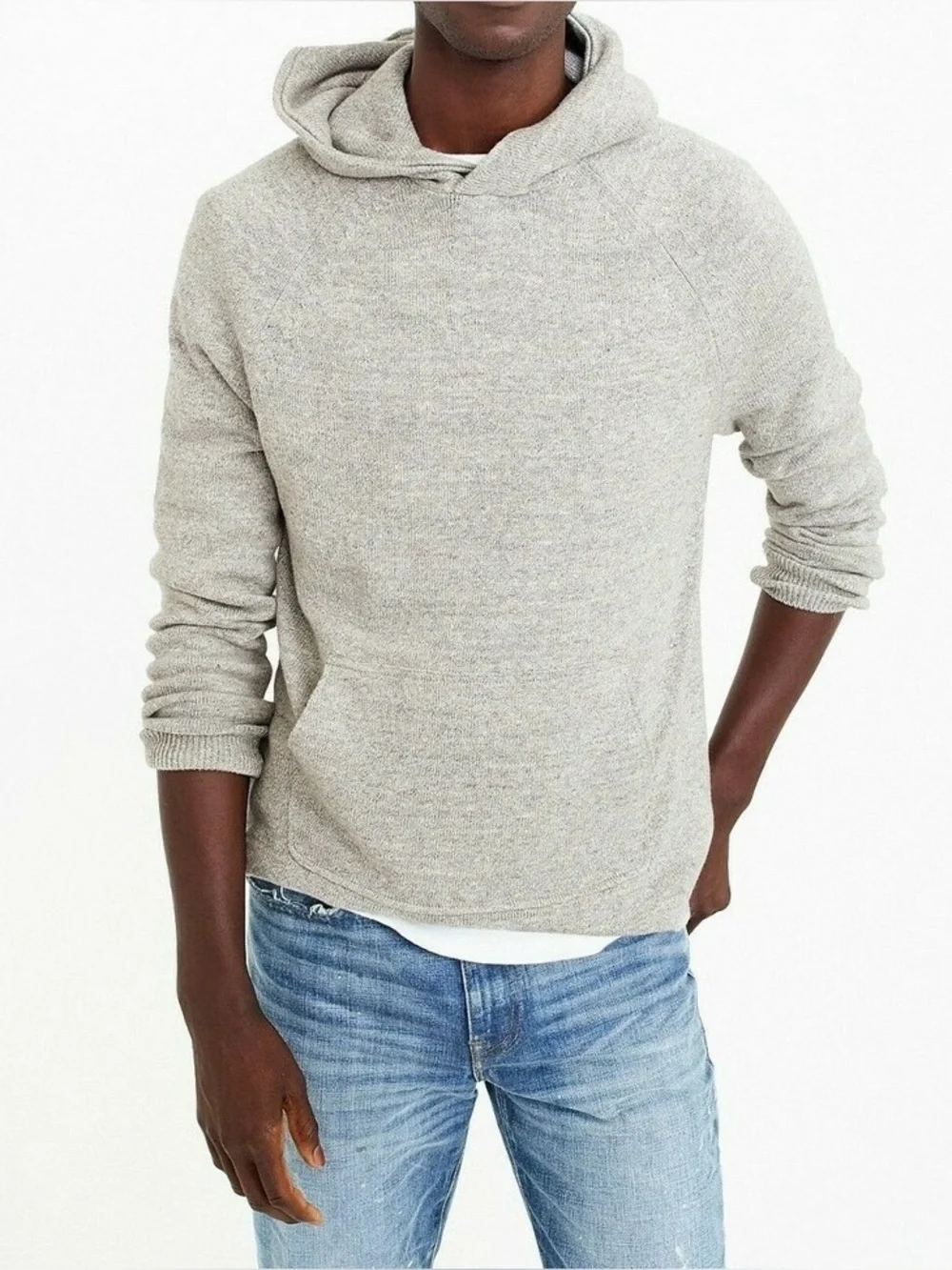 J.Crew Cotton Wool Sweater Hoodie S Heather Slate Gray Long Sleeve Mens Unisex